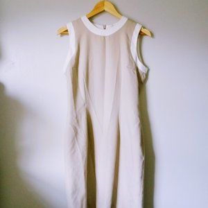 Atrium Collection Beige Sleeveless Midi Dress with White Border